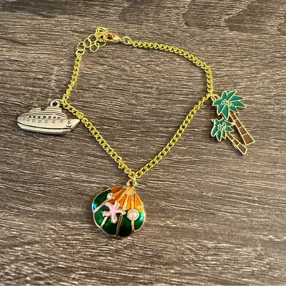 2 New Handmade Bracelets, Cruise Ship Theme & Palm Tree